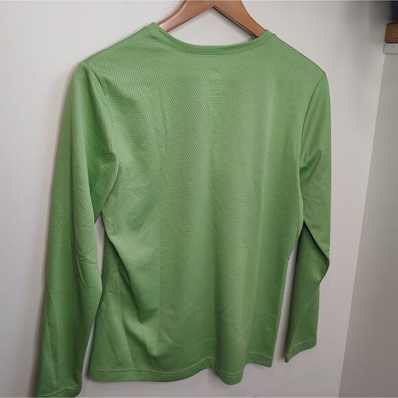 Adidas Performance Dynamic Long Sleeve Mesh V-Neck Top in Apple Green Size Large - Picture 2 of 8